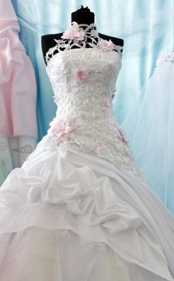 Dress with Pink Flowers - Custom-Made Wedding Dresses